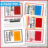 Graduation Gift Card Holders PRINTABLE