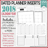 2018 PRINTABLE Planner Kit {Dated, Inserts ONLY}-My Computer is My Canvas