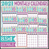 2021 Decorative Desk Calendar - LILAC Sky Theme {EDITABLE} Printable