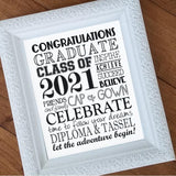 2021 Graduation Subway Art - PRINTABLE (8 Colors)