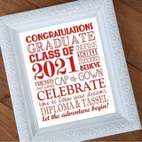 2021 Graduation Subway Art - PRINTABLE (8 Colors)