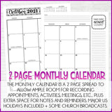 2021 Latter-day Lifestyle Planner {Inside Pages Only} EDITABLE Printable