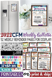 2022 CFM "FAUX" WEEKLY Bulletin Board Sheets {ANNUAL BUNDLE: Old Testament} PRINTABLE