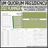2022 YM Quorum Presidency & YM Leader Planner {EDITABLE} PRINTABLE