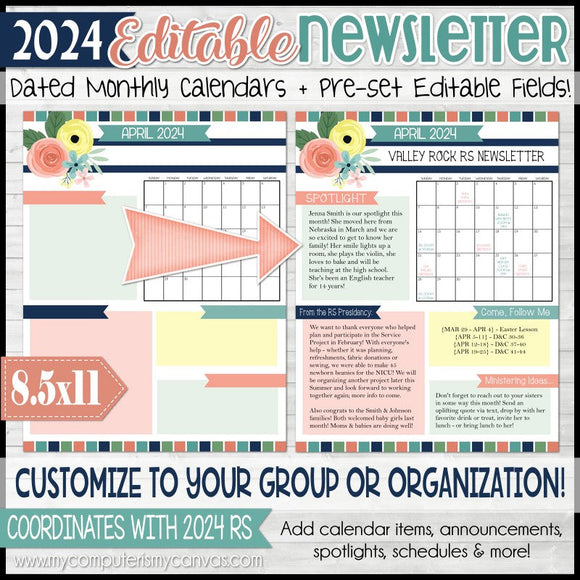 2024 EDITABLE Monthly Newsletter Templates {RS Collection} Printable