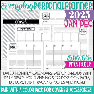 2025 EVERYDAY Personal Planner {Inside Pages Only} EDITABLE Printable