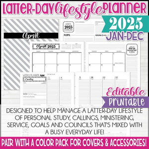 2025 Latter-day Lifestyle Planner {Inside Pages Only} EDITABLE Printable