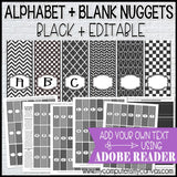 Alphabet + BLANK Nugget Wrappers {BLACK} PRINTABLE