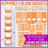 Alphabet + BLANK Nugget Wrappers {Orange} PRINTABLE