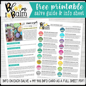 Bloom to Balm SALVE GUIDE & Info Sheet - FREE PRINTABLE