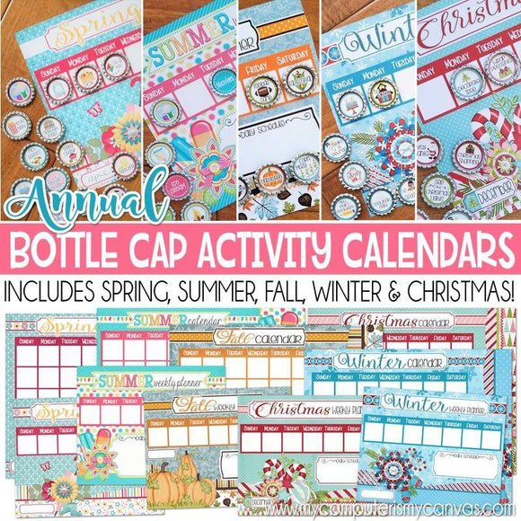 Bottle Cap Activity Calendar {ANNUAL BUNDLE} PRINTABLE-My Computer is My Canvas