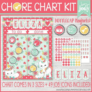 Bottle Cap Job Chart {Unicorn} PRINTABLE-My Computer is My Canvas