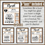 CFM D&C Family Bulletin Board Kit + FAUX Sheets {APR 2021; neutrals} PRINTABLE