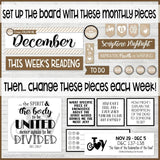 CFM D&C Family Bulletin Board Kit + FAUX Sheets {DECEMBER 2021; neutrals} PRINTABLE