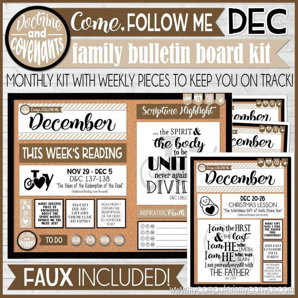 CFM D&C Family Bulletin Board Kit + FAUX Sheets {DECEMBER 2021; neutrals} PRINTABLE