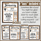 CFM D&C Family Bulletin Board Kit + FAUX Sheets {JAN 2021; neutrals} PRINTABLE
