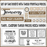 CFM D&C Family Bulletin Board Kit + FAUX Sheets {JAN 2021; neutrals} PRINTABLE