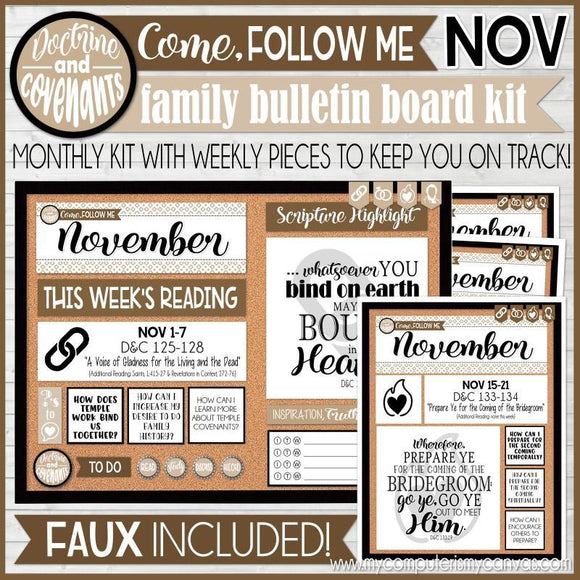 CFM D&C Family Bulletin Board Kit + FAUX Sheets {NOVEMBER 2021; neutrals} PRINTABLE