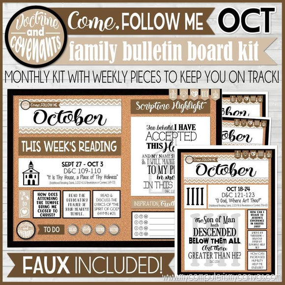 CFM D&C Family Bulletin Board Kit + FAUX Sheets {OCTOBER 2021; neutrals} PRINTABLE