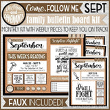 CFM D&C Family Bulletin Board Kit + FAUX Sheets {SEPTEMBER 2021; neutrals} PRINTABLE