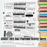 CFM D&C Placemat Activity Sheets {AUG 2021} PRINTABLE
