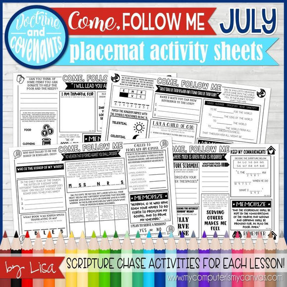 CFM D&C Placemat Activity Sheets {JULY 2021} PRINTABLE