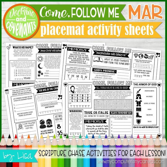CFM D&C Placemat Activity Sheets {MAR 2021} PRINTABLE
