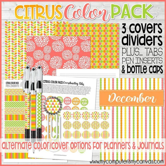 CITRUS Color Pack {Alternate Covers/Accessories for Planners/Journals} PRINTABLE