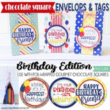 Chocolate Squares Envelops & Tags {BIRTHDAY} PRINTABLE
