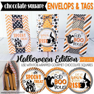 Chocolate Squares Envelops & Tags {HALLOWEEN} PRINTABLE