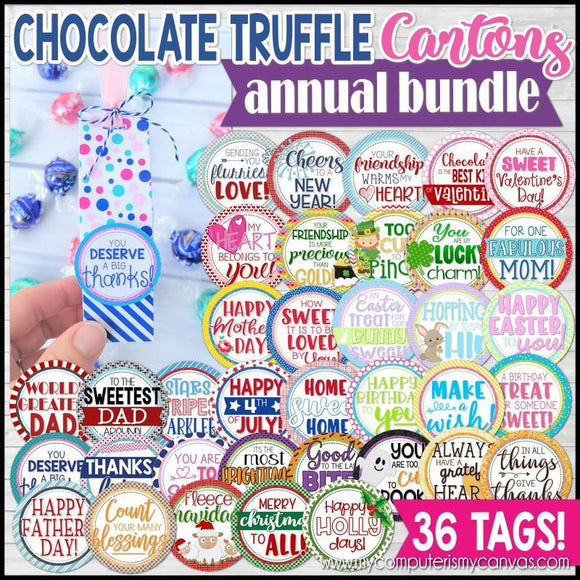 Chocolate Truffle Cartons & Tags {ANNUAL BUNDLE} PRINTABLE