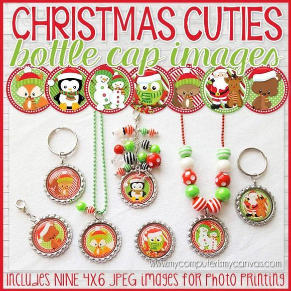 Christmas Cuties Bottle Cap PRINTABLE-My Computer is My Canvas