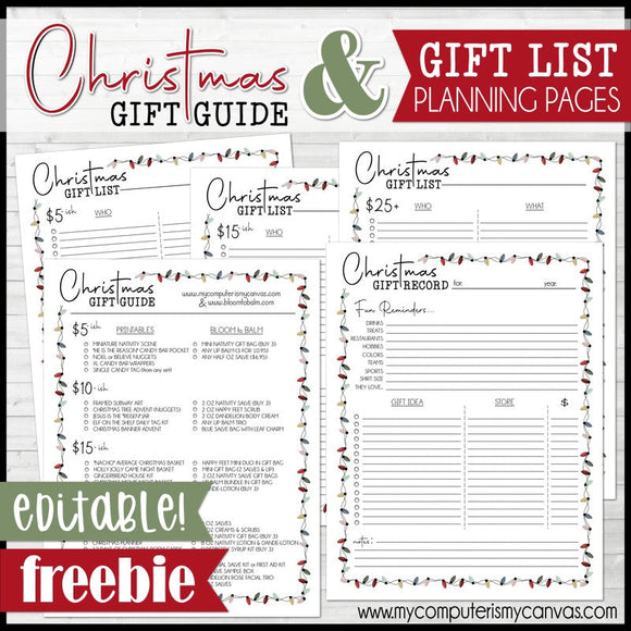 Christmas Gift Guide & Gift List Planning Pages {FREEBIE} Printable