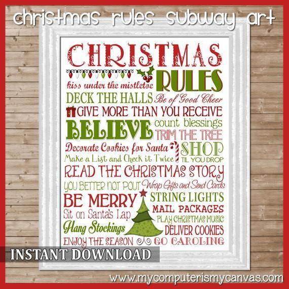 Christmas Rules Subway Art PRINTABLE-My Computer is My Canvas