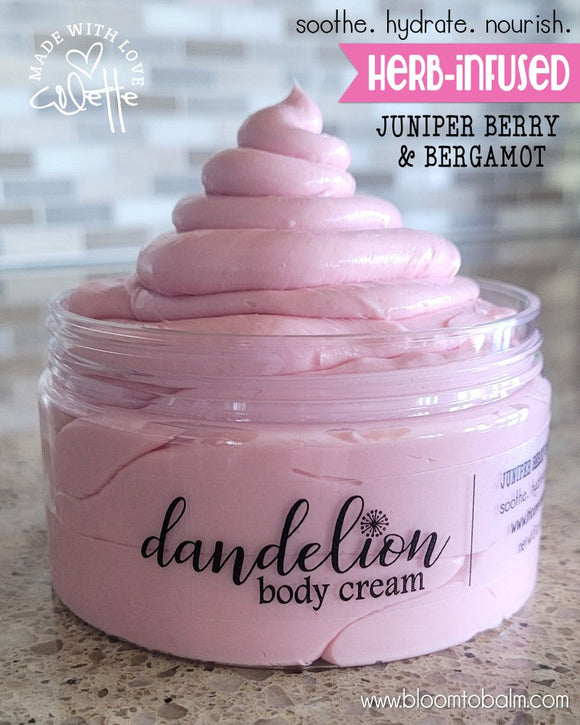 DANDELION Body Cream {JUNIPER BERRY & BERGAMOT} 8 oz