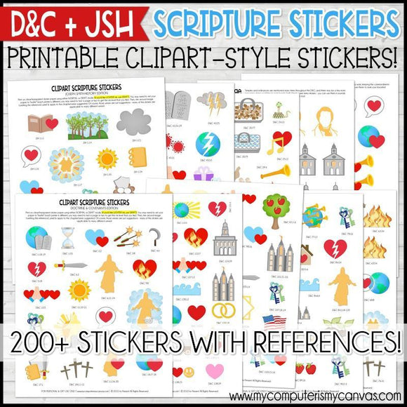 D&C Scripture Stickers + JSH {Clipart Style} PRINTABLE