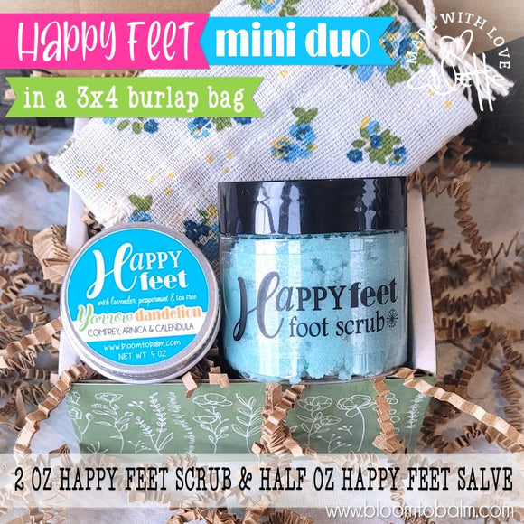 {DOORBUSTER} Happy Feet {MINI} DUO (2 oz Scrub & HALF oz Salve) in Burlap Bag