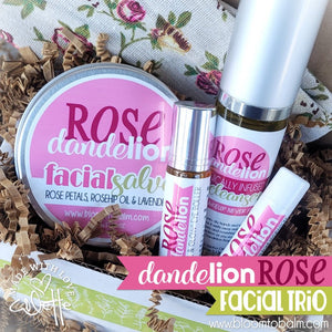 Dandelion Rose FACIAL TRIO {Salve, Oil Cleanser & Eye Roller}