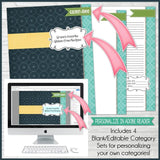 EDITABLE Recipe Binder Collection NAVY {Full Size 8.5x11} PRINTABLE