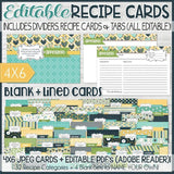 EDITABLE Recipe Card Collection NAVY {4x6} PRINTABLE