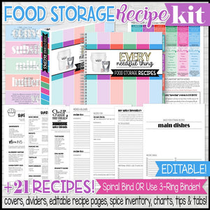 Food Storage RECIPE KIT {Emergency Preparedness} PRINTABLE