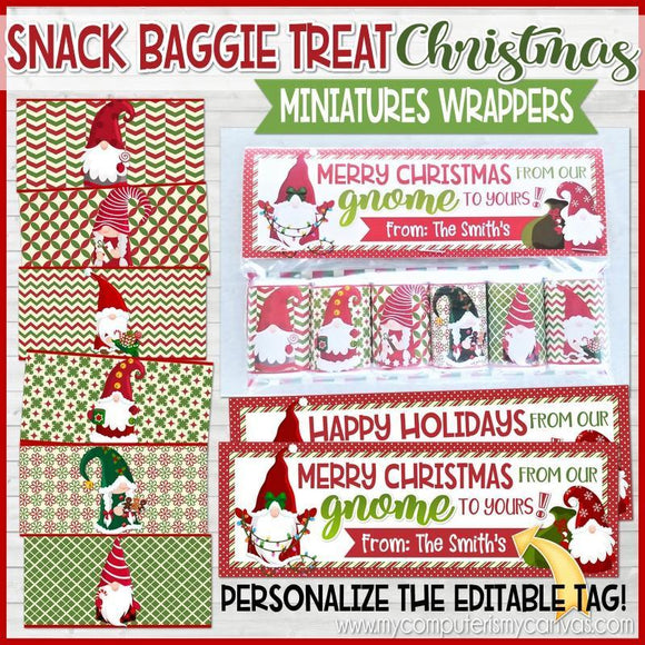 Gnome MINIATURE BAR WRAPS {Snack Baggie: CHRISTMAS} PRINTABLE