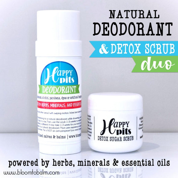 HAPPY PITS Natural Deodorant DUO {with Detox Sugar Scrub}