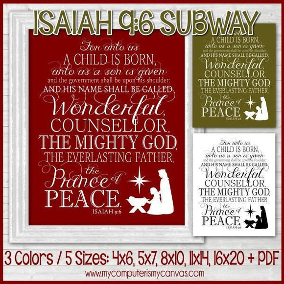 Isaiah 9:6 Nativity Christmas Subway Art PRINTABLE-My Computer is My Canvas