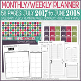 JULY 2017 to JUNE 2018 PRINTABLE Planner Kit {Plum & Teal Cover}-My Computer is My Canvas