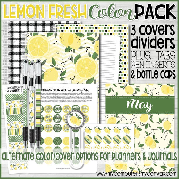 LEMON FRESH Color Pack {Alternate Covers/Accessories for Planners/Journals} PRINTABLE