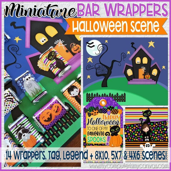 MINIATURE BAR WRAPS {Halloween Scene} PRINTABLE