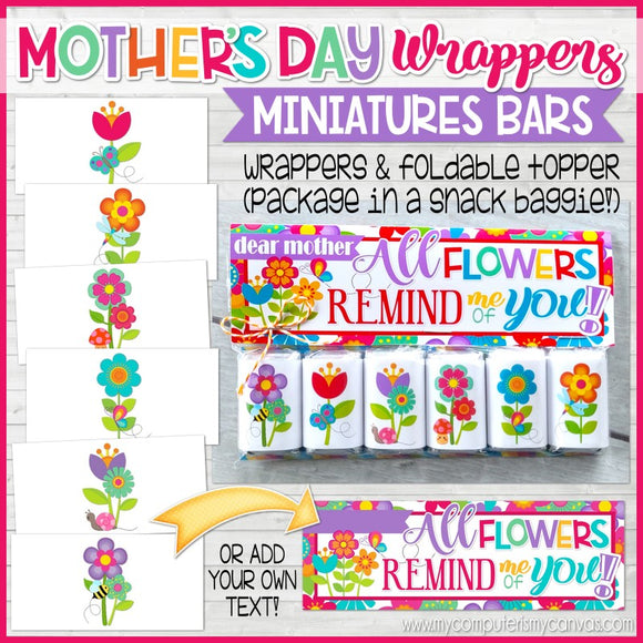 MINIATURE BAR WRAPS {Snack Baggie: MOTHER'S DAY} PRINTABLE