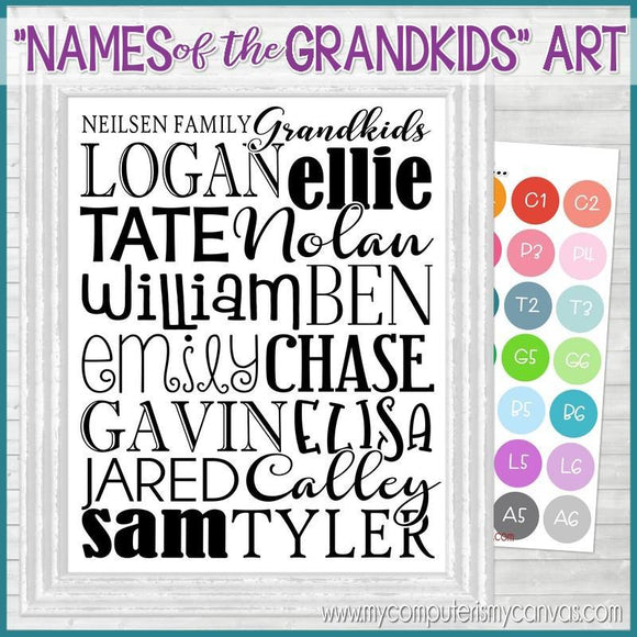 NAMES of the GRANDKIDS Subway Art {Personalized} PRINTABLE-My Computer is My Canvas