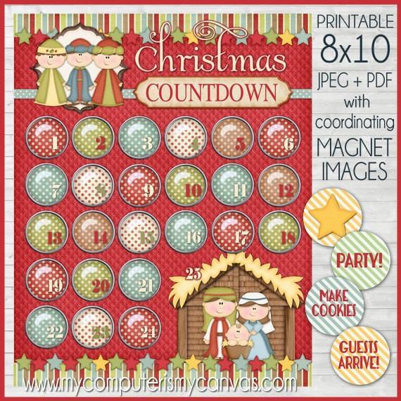 Nativity Bottle Cap Countdown PRINTABLE-My Computer is My Canvas
